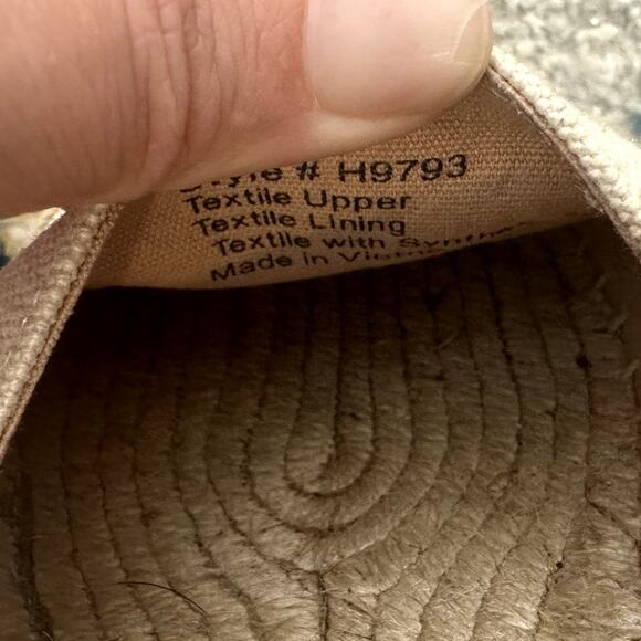 J. CREW Canvas Embroidered Espadrille Shoes Size 7.5 Preppy Luxe Casual Classic - Picture 8 of 9